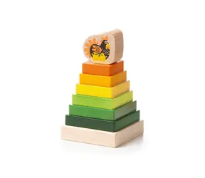 CUBIKA 15276 Farebná pyramída so sliepočkou - drevená skladačka / 8 dielov / od 18 mesiacov