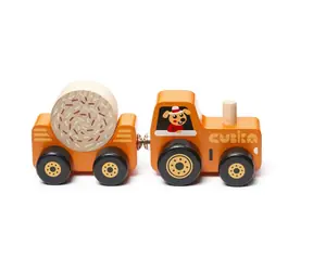 CUBIKA 15351 Traktor s vlekom - drevená skladačka s magnetom / 3 diely / od 3 rokov