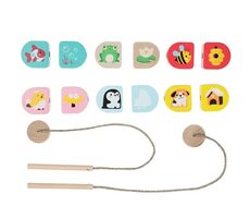 CUBIKA 15580 Kde bývame - navliekací set - 14 drevených dielov / od 3 rokov