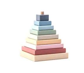 CUBIKA Pastel 15849 Farebná pyramída - drevená skladačka / 9 dielov / od 18 mesiacov
