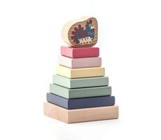 CUBIKA Pastel 15894 Farebná pyramída so sliepočkou - drevená skladačka / 8 dielov / od 18 mesiacov