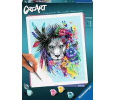 Ravensburger 201303 CreArt Pestrofarebný lev s kvetinami / vek od: 12 rokov / verzia: FI/DA/SV/IS/NO/SK/SK/EN