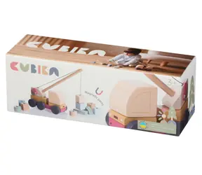 CUBIKA Pastel 15917 Autožeriav s magnetom - drevená skladačka / 14 dielov / od 3 rokov