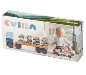 CUBIKA Pastel 15924 Kamión s autami - drevená skladačka / 12 dielov / od 18 mesiacov