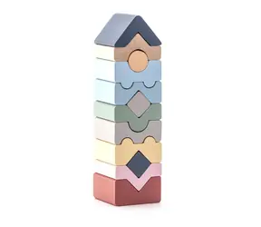 CUBIKA Pastel 16099 Veža XI - drevená skladačka / 12 dielov / od 18 mesiacov