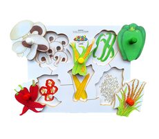 Just Jigsaws 153 Lúpeme a krájame plodiny 4 - drevené doskové puzzle / 6 dielov / od 3 rokov