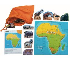 Just Jigsaws 770 Afrika a jej zvieratá - drevené puzzle 16 dielov a 10 zvierat / od 3 rokov