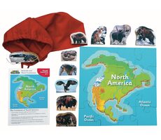 Just Jigsaws 771 Severná Amerika a jej zvieratá - drevené puzzle 16 dielov a 10 zvierat / od 3 rokov