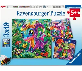 Ravensburger 120043010 Dráčátka objavujú prírodu 3x49 dielikov / vek od: 5 rokov / verzia: medzinárodná