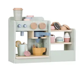 Little Dutch Kávovar drevený veľký s príslušenstvom Coffee House / od 3 rokov