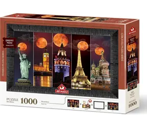ART PUZZLE 5664 Puzzle s rámom a lepidlom 3v1 Krvavý mesiac / 1000 dielikov / od 15 rokov