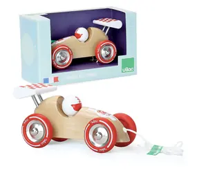 Vilac Ťahacie závodné auto prírodné s červeným krídlom