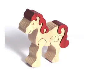 Fauna Drevené vkladacie puzzle z masívu malý kôň biely / od 3 rokov