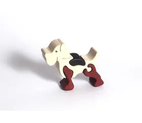 Fauna Drevené vkladacie puzzle z masívu malý psík / od 3 rokov