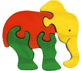 Fauna Drevené vkladacie puzzle z masívu malý slon / od 3 rokov