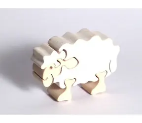 Fauna Drevené vkladacie puzzle z masívu ovečka biela