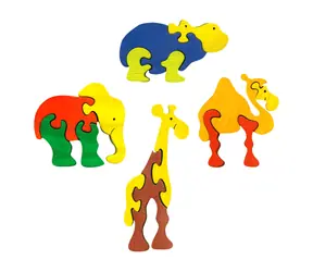 Fauna Drevené vkladacie puzzle z masívu sada zoo 4 ks / od 3 rokov