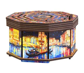 EscapeWelt Drevený hlavolam Art Secret Maze Box