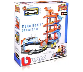 Bburago STREET FIRE Veľká parkovacia herná súprava - garáž a showroom s dvoma autíčkami 1:43 / od 3 rokov