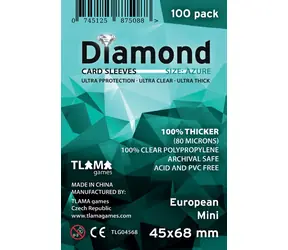 TLAMA hry Obaly na karty Diamond Azure: European Mini (45x68 mm) (80 mikrónov, 100 ks)