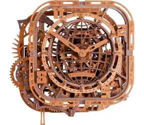 Wooden City 3D puzzle Gear Globe nástenné hodiny 416 dielikov / od 15 rokov