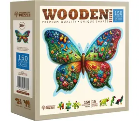 Wooden City Drevené puzzle Farebný motýľ 150 dielikov / od 10 rokov