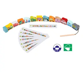 CUBIKA 14316 Navliekacie dopravné prostriedky - navliekací set - 13 drevených dielov a 8 predlôh