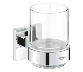 Grohe QuickFix Start Cube - Pohárik na kefky a pastu s držiakom sklo/chróm 
