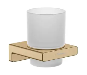 Hansgrohe AddStoris - Pohárik na kefky a pastu s držiakom matné sklo/kefovaný bronz 