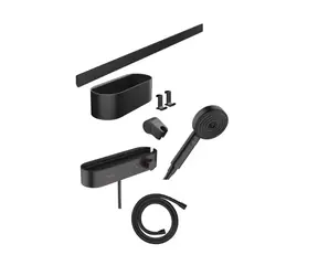 Hansgrohe WallStoris - Set sprchovej hlavice 105 | 3 prúdy | termostatu a kúpeľňových doplnkov matná čierna 