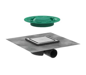 Hansgrohe RainDrain Spot - Podlahová vpusť s roštom 15x15 cm | kartáčovaná nerez 