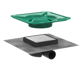 Hansgrohe RainDrain Spot - Podlahová vpusť s roštom 15x15 cm | pre dlažbu | kartáčovaná nerez