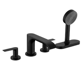 Hansgrohe - Batéria na okraj vane, 4-otvorová inštalácia, Sbox, matná čierna