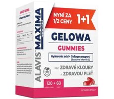 ALAVIS MAXIMA Gelowa Gummies jahoda 120 tabliet + 60 kapsúl / Kyselina hyalurónová / Collagen support / bez cukru