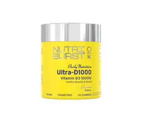 Nutriburst Ultra-D1000 - gumídci s vitamínmi D3 + K2 (MK-7), vegán, bez pridaného cukru, citrón 60ks 