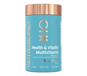 Nutriburst Premium Health & Vitality Multivitamín gummies s vitamínmi A/B5/B6/B12/C/D/E/biotín/zinok, lesné ovocie 60ks