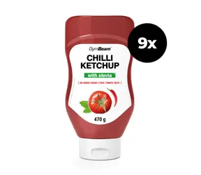 Kečup sladený stéviou - GymBeam (chilli, 9 x 470 g)