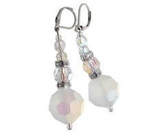 Náušnice Inti ER / AB Mat / Cínová zliatina &amp; Oceľ / Preciosa kryštáliky / Malá darčeková krabička