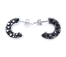 Náušnice Space Luna / Hematite / Oceľ / Swarovski kryštáliky / Malá darčeková krabička