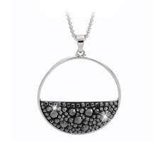 Náhrdelník Black Half Moon / Hematite / Cínová zliatina / Swarovski kryštáliky / Veľká darčeková krabička