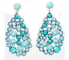 Náušnice Titicaca Drop / Modrá a zelená / Mosadz & Brúsené kryštály / Sklenené kamene / Stredná darčeková krabička