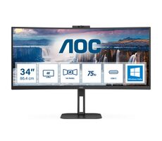 34&quot; AOC CU34V5CW/BK čierna / VA / 3440 x 1440 / 21:9 / 1ms / 3000:1 / 300cd-m2 / HDMi + DP + USB-C / VESA / repro