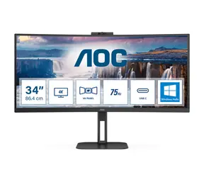 34" AOC CU34V5CW/BK čierna / VA / 3440 x 1440 / 21:9 / 1ms / 3000:1 / 300cd-m2 / HDMi + DP + USB-C / VESA / repro