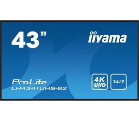 43" IIYAMA ProLite LH4341UHS-B2 čierna / IPS / 3840x2160 / 16:9 / 8ms / 1200:1 / 500cd / repro / VGA / HDMI 