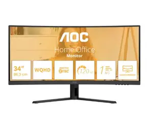 34" AOC CU34B3E čierna / VA / 3440x1440 / 21:9 / 4ms / 3500:1 / 300cd-m2 / HDMI + DP / VESA