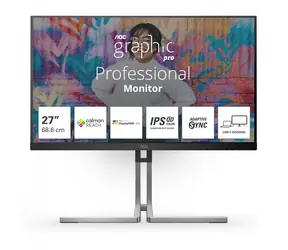 27" AOC Q27U3CV čierna / IPS / 2560x1440 / 16:9 / 4ms / 1000:1 / 420cd-m2 / HDMI + DP + USB-C / VESA