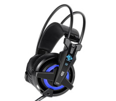 E-BLUE Auroza EHS950 FPS čierna / herné slúchadlá s mikrofónom / ovládanie hlasitosti / USB modré podsv. /vibračná