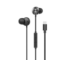 Forever HFPUSBBK Prenosné stereo slúchadlá - čierna / USB C / s mikrofónom / 1.2m