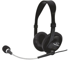 Esperanza EH115 Presto čierna / stereo slúchadlá s mikrofónom / 3.5 mm jack / ovládanie hlasitosti / 2.5 m