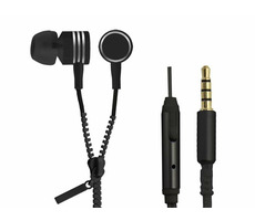 Esperanza EH161K Zipper čierna / stereo slúchadlá s mikrofónom / 3.5 mm jack / zipsové / 1.2 m